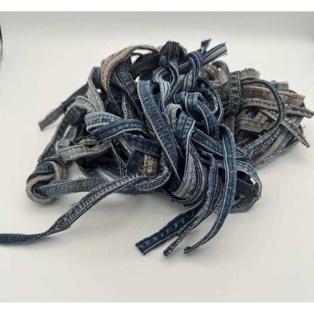 Denim Jean Inseam Strips Lot 17 Pairs Blue Upcycle Rag Rug Weaving Crafts